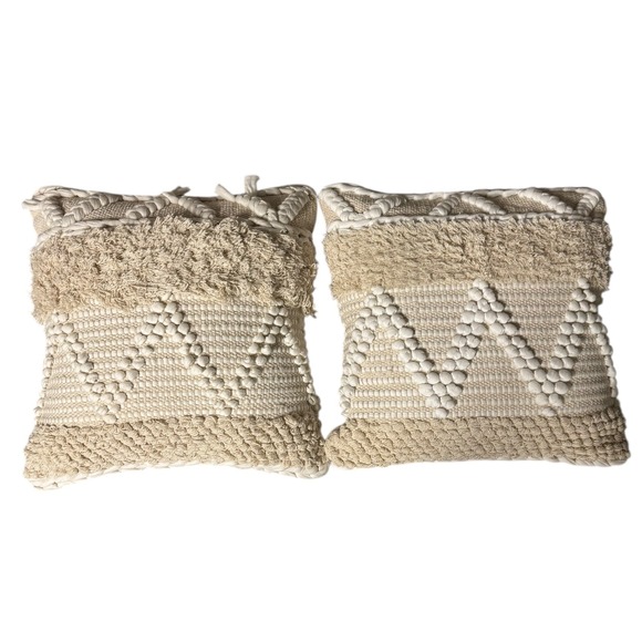 Merchant 41 Textured‎ Throw Pillow Covers Neutral Boho Decorative Cushion 18x18 - Picture 1 of 5